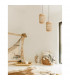 Aurora Dome Pendant Ceiling Light Natural Rattan Black Fabric Wire Base LED E27-2