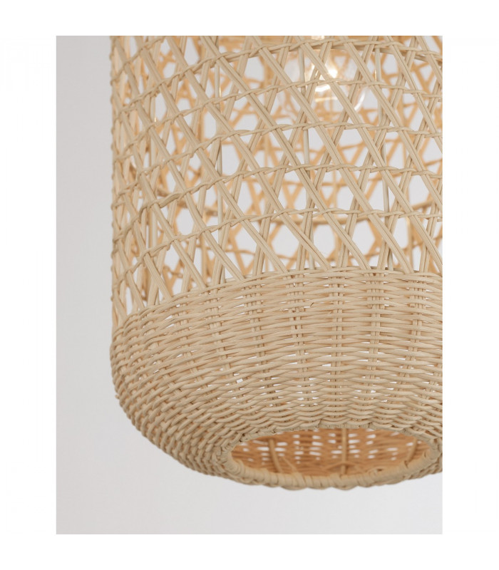 Aurora Dome Pendant Ceiling Light Natural Rattan Black Fabric Wire Base LED E27-4