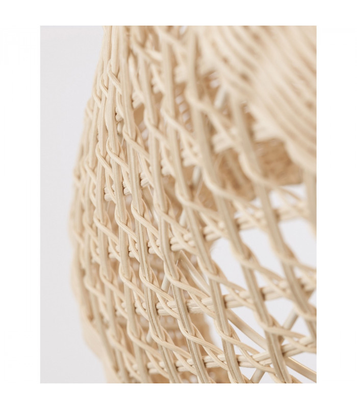 Aurora Dome Pendant Ceiling Light Natural Rattan Black Fabric Wire Base LED E27-7