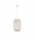 Aurora Dome Pendant Ceiling Light White Rattan White Fabric Wire Base LED E27-1