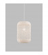 Aurora Dome Pendant Ceiling Light White Rattan White Fabric Wire Base LED E27-2