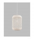 Aurora Dome Pendant Ceiling Light White Rattan White Fabric Wire Base LED E27-3