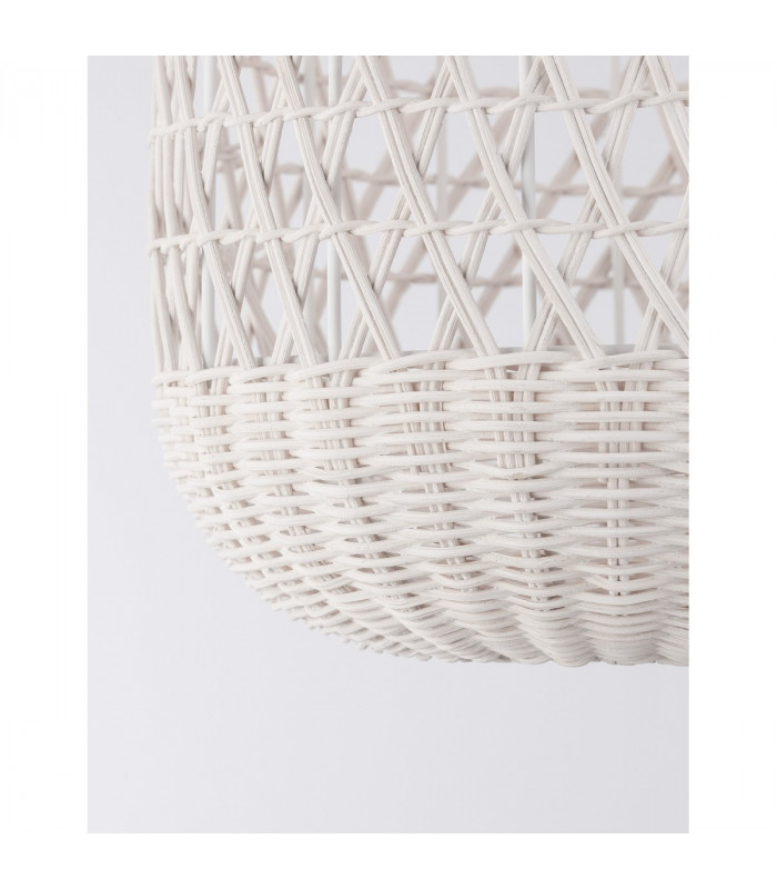 Aurora Dome Pendant Ceiling Light White Rattan White Fabric Wire Base LED E27-5