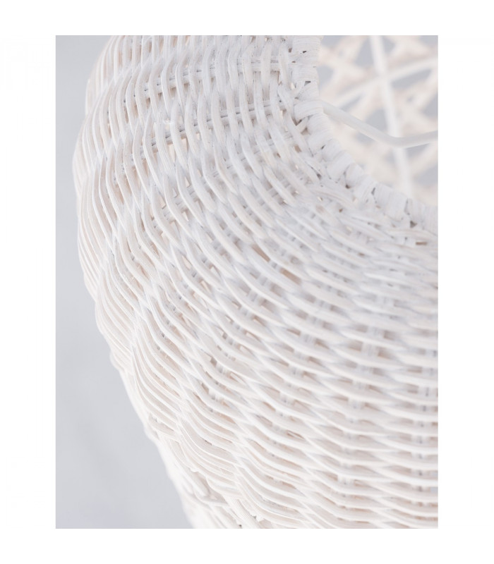 Aurora Dome Pendant Ceiling Light White Rattan White Fabric Wire Base LED E27-8
