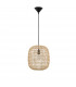 Melody 30.5cm Dome Pendant Ceiling Light Natural Rattan Black Fabric Wire Base LED E27-1