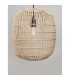 Melody 30.5cm Dome Pendant Ceiling Light Natural Rattan Black Fabric Wire Base LED E27-4