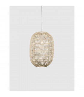 Melody 30cm Dome Pendant Ceiling Light Natural Rattan Black Fabric Wire Base LED E27-2