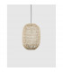 Melody 30cm Dome Pendant Ceiling Light Natural Rattan Black Fabric Wire Base LED E27-3