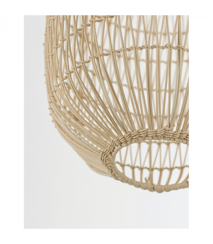 Melody 30cm Dome Pendant Ceiling Light Natural Rattan Black Fabric Wire Base LED E27-4