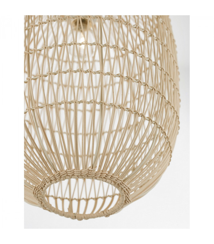 Melody 30cm Dome Pendant Ceiling Light Natural Rattan Black Fabric Wire Base LED E27-5