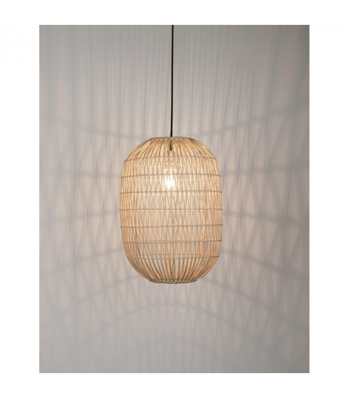 Melody 30cm Dome Pendant Ceiling Light Natural Rattan Black Fabric Wire Base LED E27-9