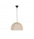 Melody 40cm Dome Pendant Ceiling Light Natural Rattan Black Fabric Wire Base LED E27-1