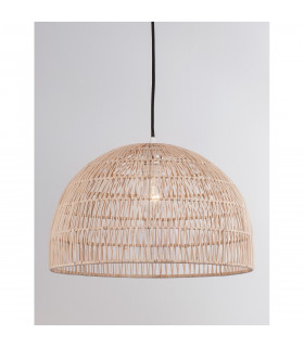 Melody 40cm Dome Pendant Ceiling Light Natural Rattan Black Fabric Wire Base LED E27-2