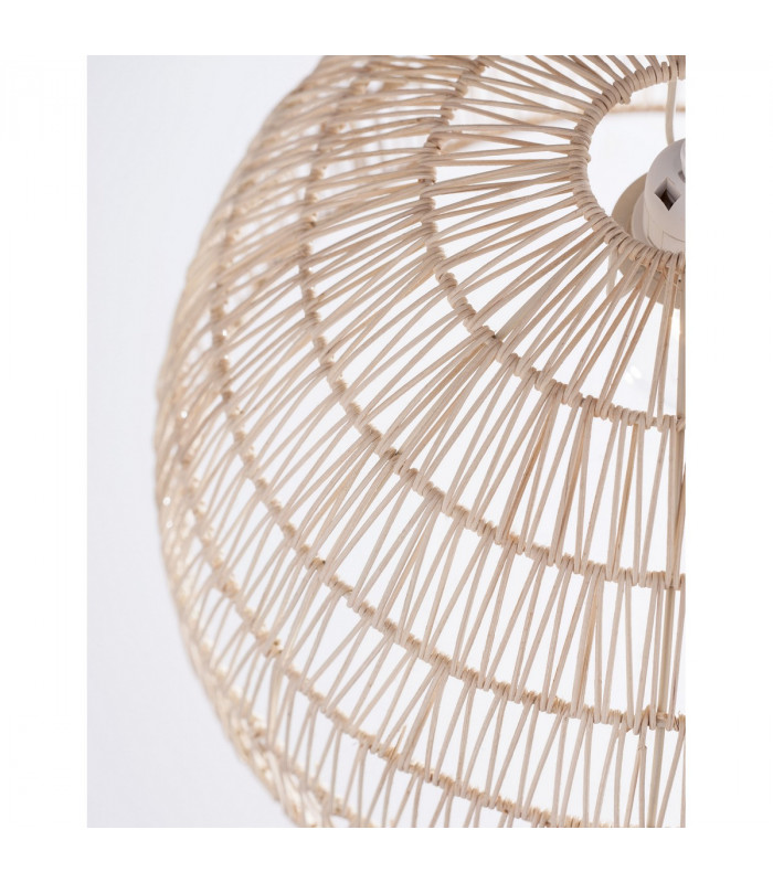 Melody 40cm Dome Pendant Ceiling Light Natural Rattan Black Fabric Wire Base LED E27-3
