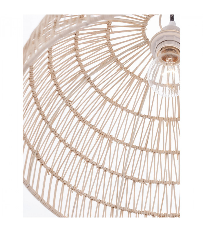 Melody 40cm Dome Pendant Ceiling Light Natural Rattan Black Fabric Wire Base LED E27-4