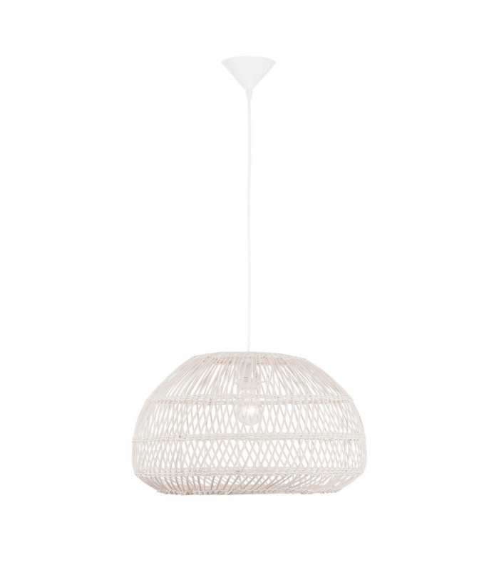 Melody 50cm Dome Pendant Ceiling Light Natural Rattan Black Fabric Wire Base LED E27-1