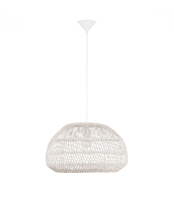 Melody 50cm Dome Pendant Ceiling Light Natural Rattan Black Fabric Wire Base LED E27-3