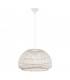 Melody 50cm Dome Pendant Ceiling Light Natural Rattan Black Fabric Wire Base LED E27-4
