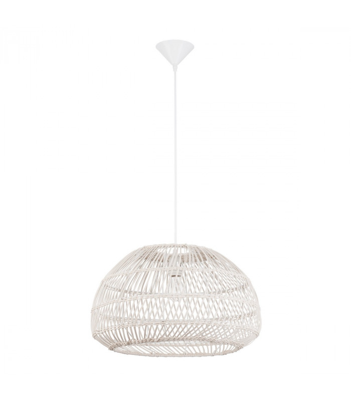 Melody 50cm Dome Pendant Ceiling Light Natural Rattan Black Fabric Wire Base LED E27-5