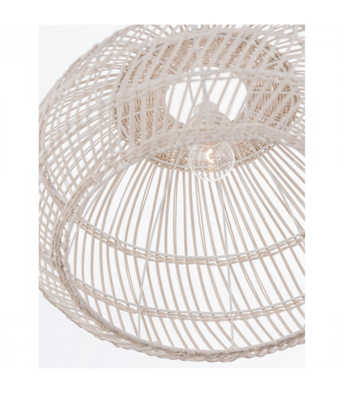 Melody 50cm Dome Pendant Ceiling Light Natural Rattan Black Fabric Wire Base LED E27-6