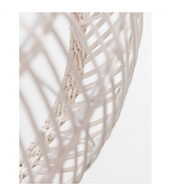 Melody 50cm Dome Pendant Ceiling Light Natural Rattan Black Fabric Wire Base LED E27-8