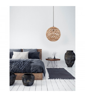 Griffin Dome Pendant Ceiling Light Iron Water Hyacinth Natural colour