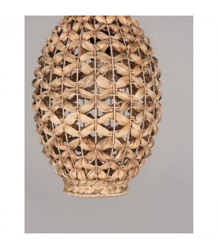 Griffin 24.5cm Dome Pendant Ceiling Light Dried Water Hyacinth Black Fabric Wire Base LED E27-4