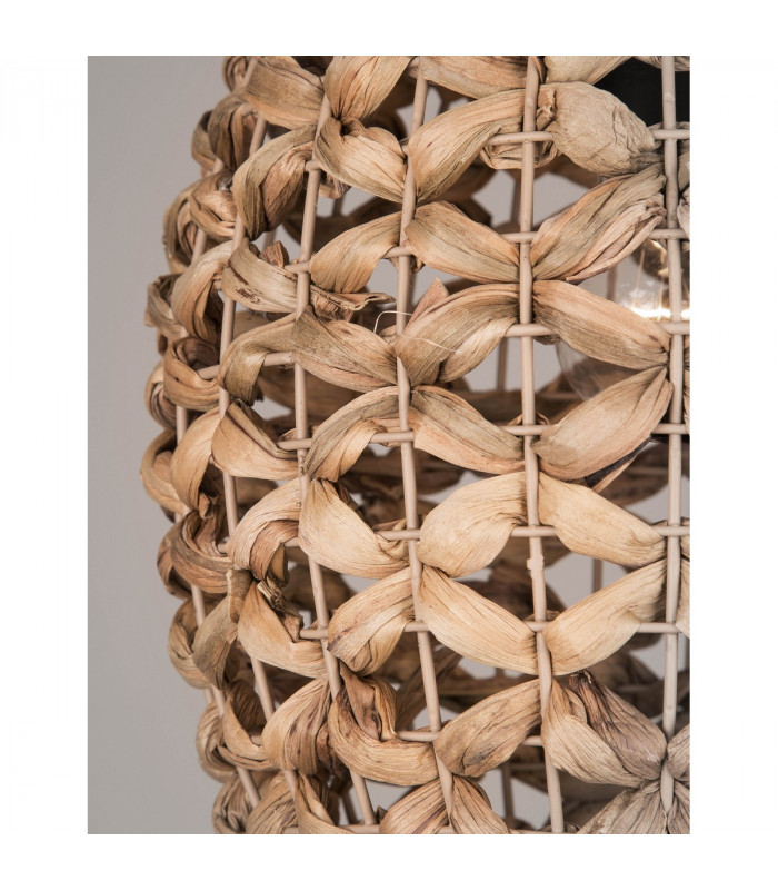 Griffin 24.5cm Dome Pendant Ceiling Light Dried Water Hyacinth Black Fabric Wire Base LED E27-5