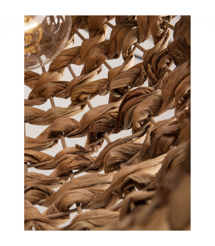 Griffin 24.5cm Dome Pendant Ceiling Light Dried Water Hyacinth Black Fabric Wire Base LED E27-6