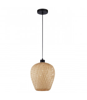 Scarlet 23cm Dome Pendant Ceiling Light Bamboo Black LED E27-1