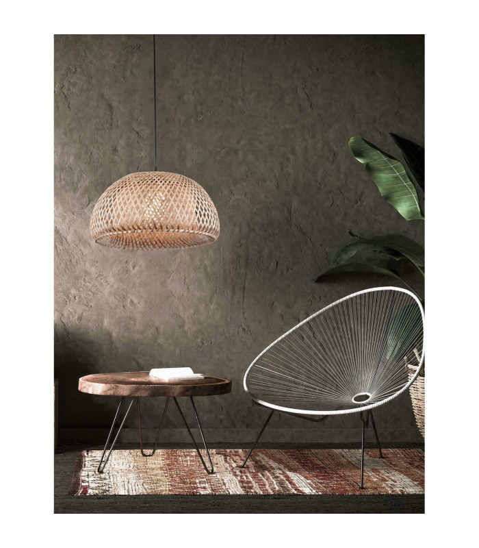 Scarlet 39cm Dome Pendant Ceiling Light Bamboo Black LED E27-2