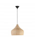 Mia 38.5cm Dome Pendant Ceiling Light Natural Ratan Wood Black Fabric Wire Base LED E27-1
