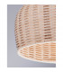 Mia 38.5cm Dome Pendant Ceiling Light Natural Ratan Wood Black Fabric Wire Base LED E27-5