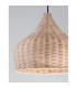 Mia 38.5cm Dome Pendant Ceiling Light Natural Ratan Wood Black Fabric Wire Base LED E27-6