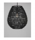 Griffin 30.5cm Dome Pendant Ceiling Light Black Paper Black Fabric Wire Base LED E27-4