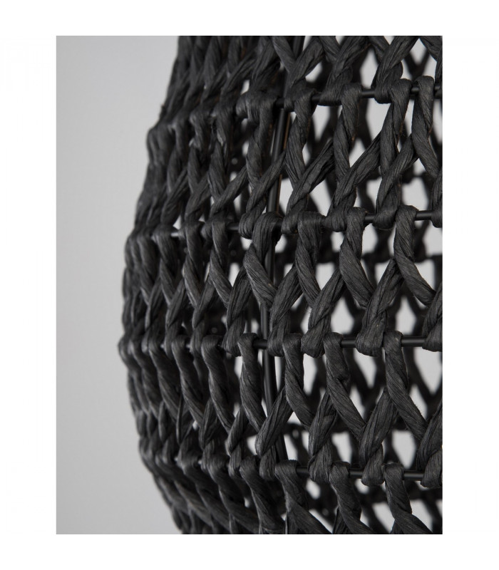 Griffin 30.5cm Dome Pendant Ceiling Light Black Paper Black Fabric Wire Base LED E27-5
