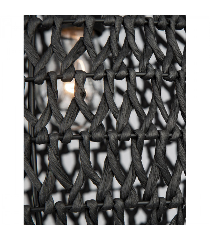 Griffin 30.5cm Dome Pendant Ceiling Light Black Paper Black Fabric Wire Base LED E27-6