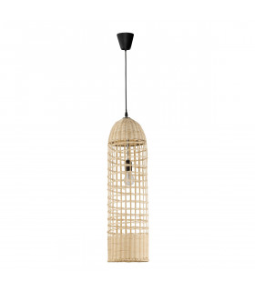 Mia 20cm Dome Pendant Ceiling Light Iron Rattan Natural colour