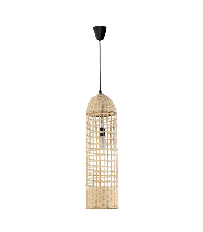 Mia 20cm Dome Pendant Ceiling Light Iron Rattan Natural colour