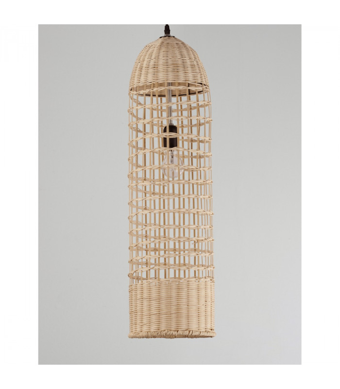 Mia 20cm Dome Pendant Ceiling Light Iron Rattan Natural colour