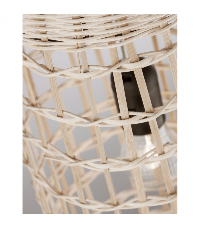 Mia 20cm Dome Pendant Ceiling Light Iron Rattan Natural colour