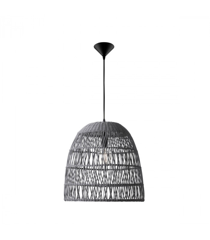 Destin 46cm Dome Pendant Ceiling Light Iron Rattan Grey colour