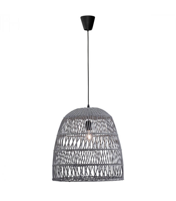 Destin 46cm Dome Pendant Ceiling Light Iron Rattan Grey colour