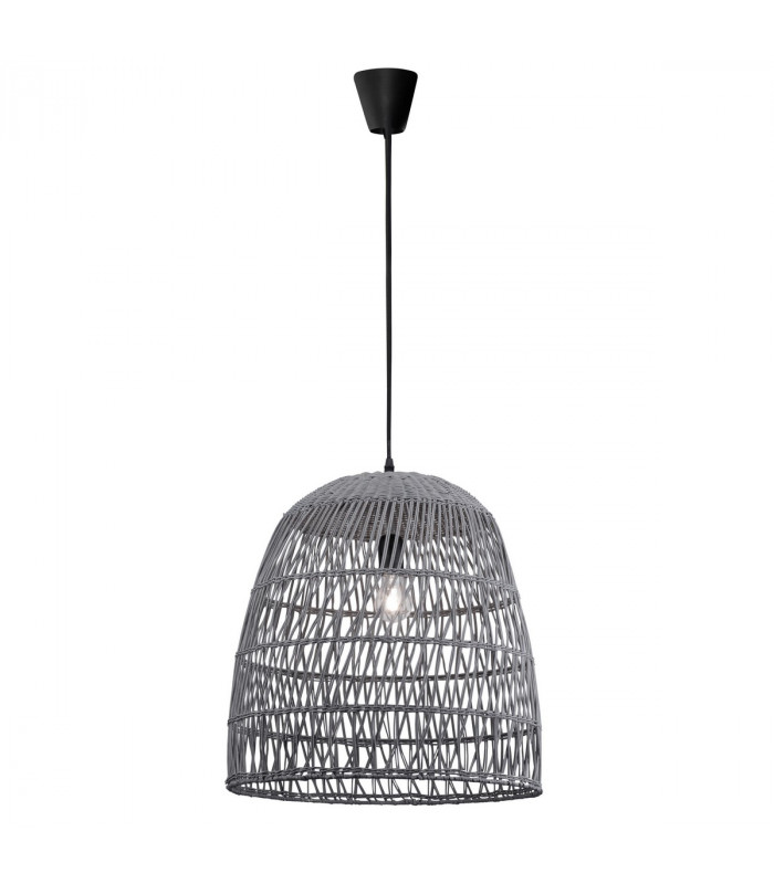 Destin 46cm Dome Pendant Ceiling Light Iron Rattan Grey colour