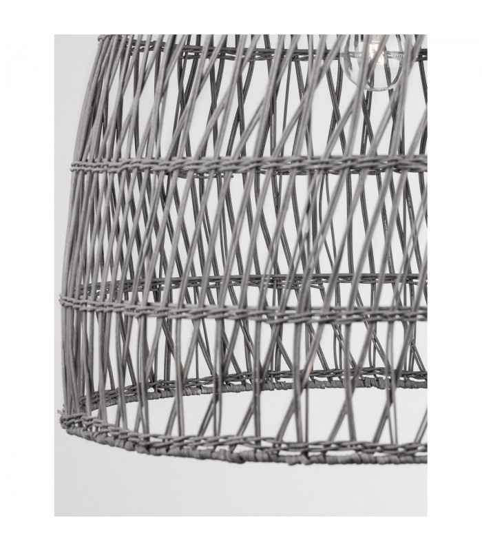 Destin 46cm Dome Pendant Ceiling Light Iron Rattan Grey colour