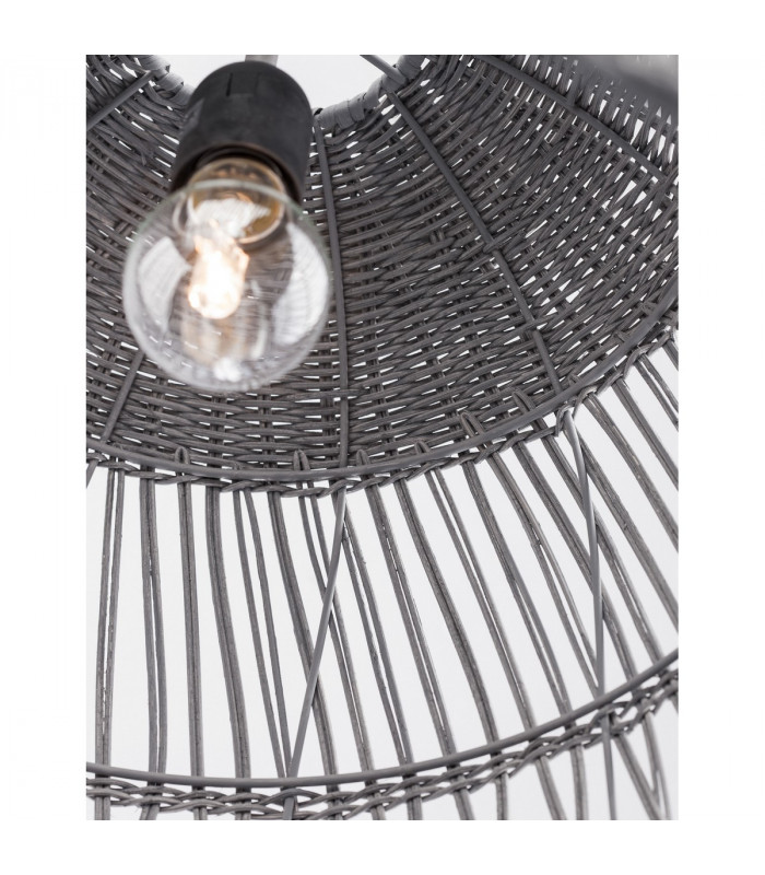 Destin 46cm Dome Pendant Ceiling Light Iron Rattan Grey colour