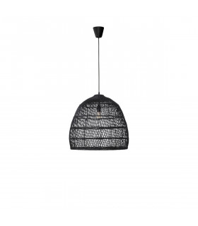 Destin 53cm Dome Pendant Ceiling Light Iron Rattan Black colour