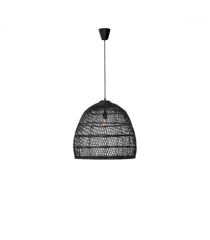 Destin 53cm Dome Pendant Ceiling Light Iron Rattan Black colour