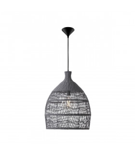 Destin 42cm Dome Pendant Ceiling Light Metal Rattan Grey colour