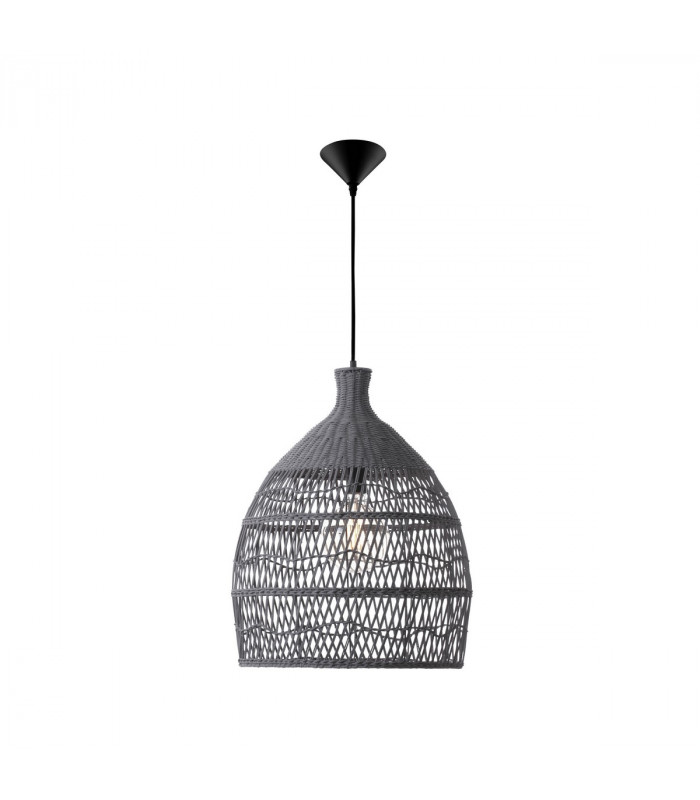 Destin 42cm Dome Pendant Ceiling Light Metal Rattan Grey colour